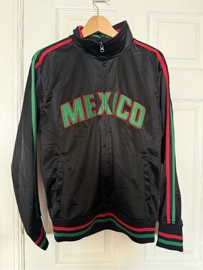Original Deluxe Black Track Jacket with Green & Red Trim